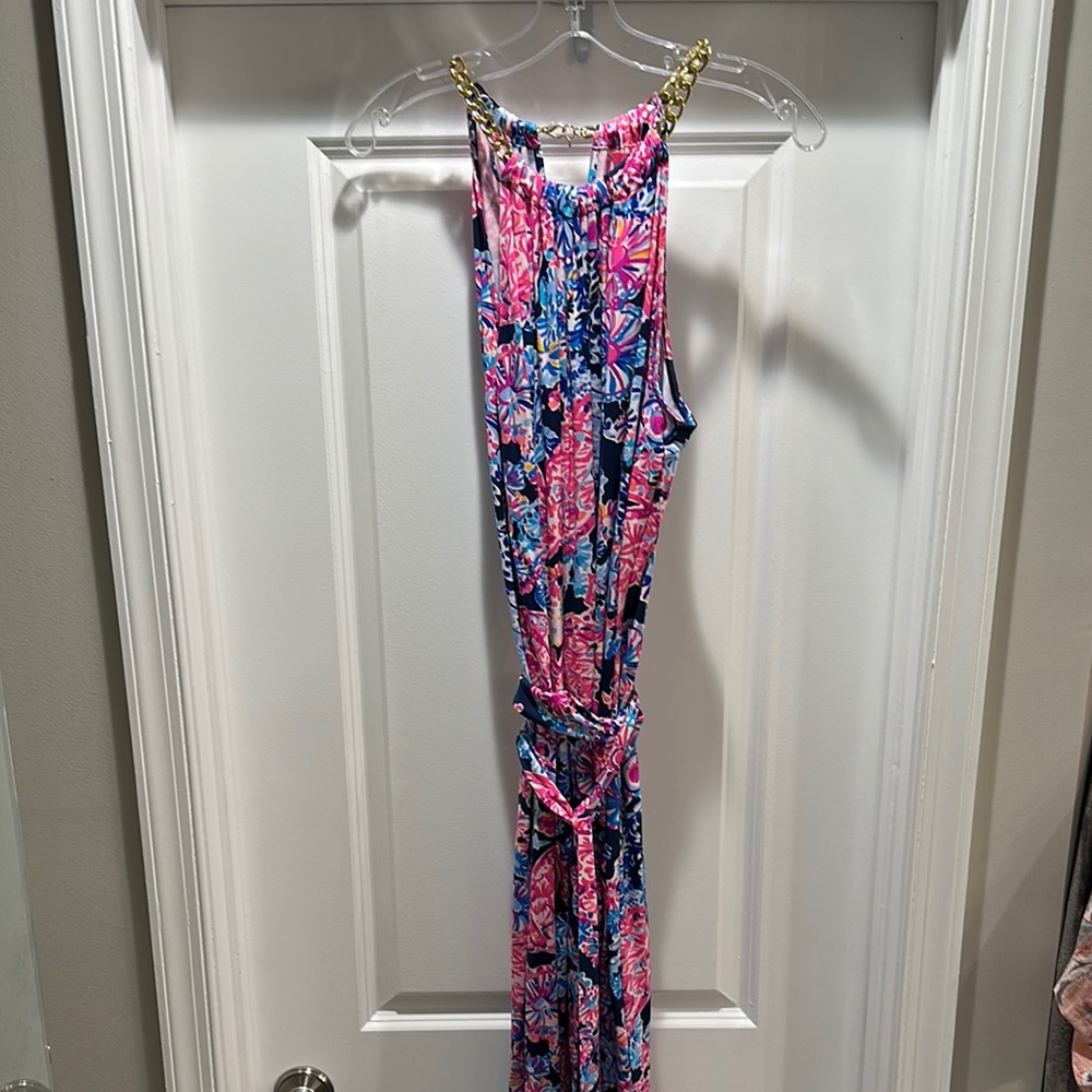 Lilly Pulitzer Pink and Blue Floral maxi dress
